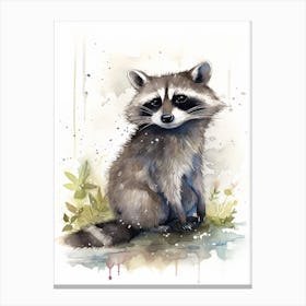 A Urban Raccoon Watercolour Illustration Storybook 1 Canvas Print