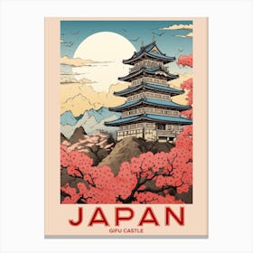 Gifu Castle, Visit Japan Vintage Travel Art 4 Canvas Print