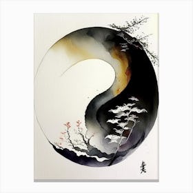 Repeat 7 Yin And Yang Japanese Ink Canvas Print