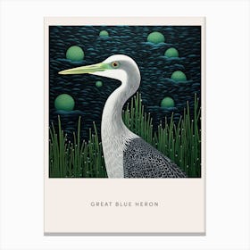 Ohara Koson Inspired Bird Painting Great Blue Heron 6 Poster Canvas Print