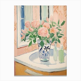 A Vase With Rose, Flower Bouquet 1 Canvas Print