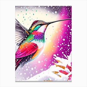 Hummingbird In Snowfall Marker Art 3 Canvas Print