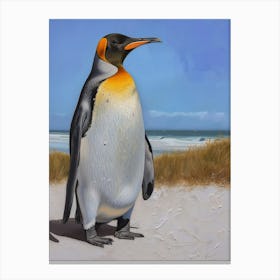 King Penguin Fernandina Island Colour Block Painting 4 Canvas Print