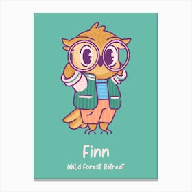 Finn Wild Forest Retreat - Cartoonish A Cute Owl Mascot 2 Canvas Print