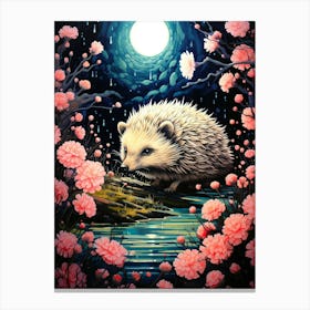 Hedgehog In The Moonlight Canvas Print