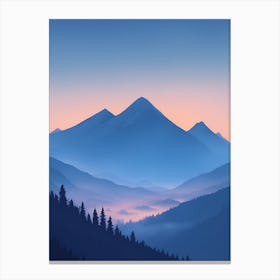 Misty Mountains Vertical Composition In Blue Tone 50 Canvas Print