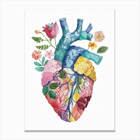 Heart With Flowers 7 Canvas Print