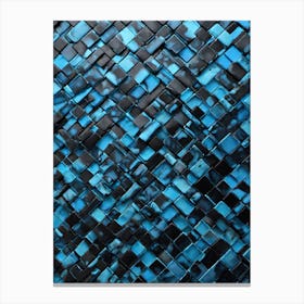Blue Mosaic Wall Canvas Print