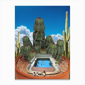 Cactus Splash Green & Blue Canvas Print