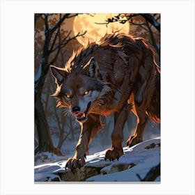 Wolf In The Woods 3 Canvas Print