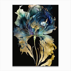 Gold Blue Poppy Canvas Print