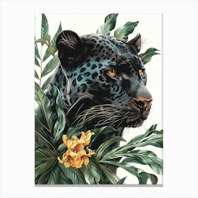 Double Exposure Realistic Black Panther With Jungle 15 Canvas Print
