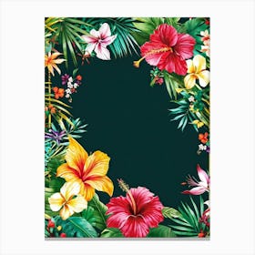 A Contemporary Tropical Floral Frame Highlighting A Variety Of Vivid Exotic Florals In Full Bloom (2) Canvas Print