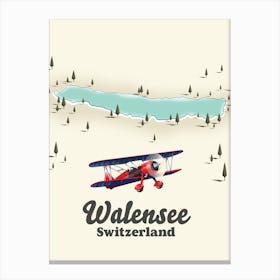 Walensee Lake Switzerland Map Canvas Print