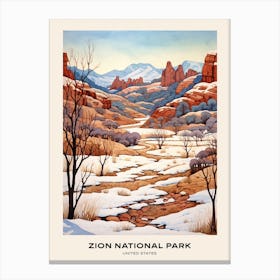 Zion National Park United States 3 Poster Canvas Print