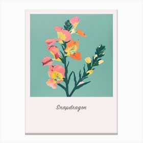 Snapdragon 2 Square Flower Illustration Poster Canvas Print