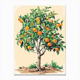 Orange Tree Storybook Illustration 4 Canvas Print
