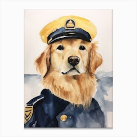Golden Retriever In Uniform Canvas Print