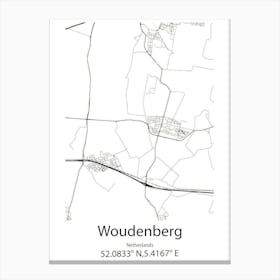 Woudenberg,Netherlands Minimalist Map Canvas Print