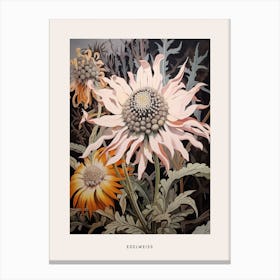 Flower Illustration Edelweiss 3 Poster Canvas Print
