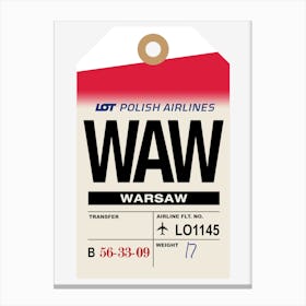 Warsaw (WAW) Poland Vintage Airline Luggage Tag Canvas Print