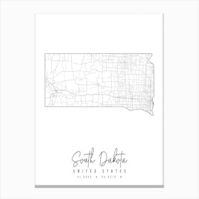 South Dakota Minimal Street Map Canvas Print