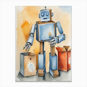 Robot With Boxes Canvas Print