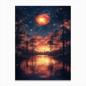 Starry Night In The Forest Canvas Print