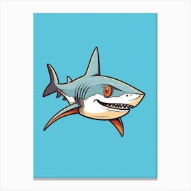 A Blue Shark In A Vintage Cartoon Style 3 Canvas Print
