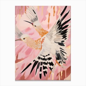 Pink Ethereal Bird Painting Hoopoe 2 Canvas Print