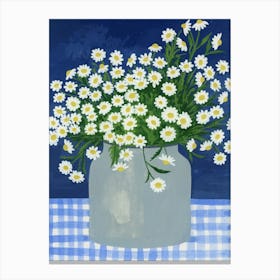 Bouquet Daisies Vase Goauche Painting Canvas Print