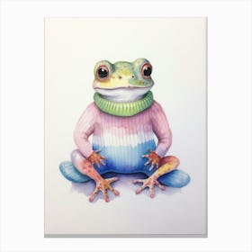 Baby Animal Watercolour Frog Canvas Print