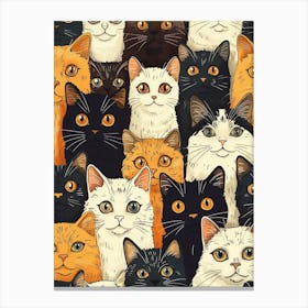 Perfectly Repeatable Artwork With Cute Cat Faces 04 Canvas Print