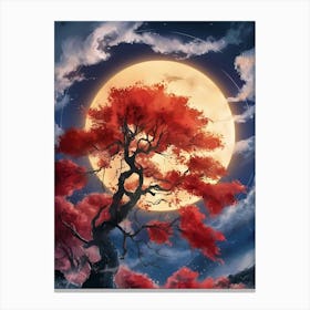 Tree With Full Moon Canvas Print