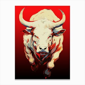 Dynamic Bull In Fiery Motion Canvas Print