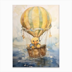 Hot Air Balloon Duckling Mixed Media Painting 1 Canvas Print