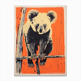 Koala, Woodblock Animal  Drawing 1 Canvas Print