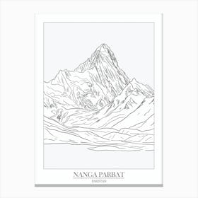 Nanga Parbat Pakistan In Line Drawing 4 Poster Canvas Print
