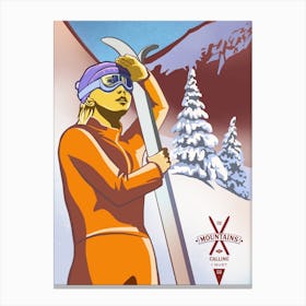 Retro Ski Bunny Canvas Print