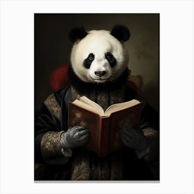 Panda Bear Reading A Book Canvas Print