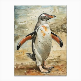 Humboldt Penguin Cooper Bay Watercolour Painting 2 Canvas Print