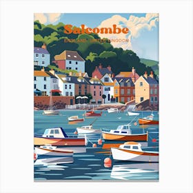 Salcombe England Sea Travel Illustration Canvas Print