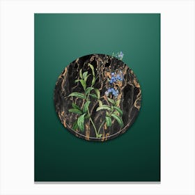 Vintage Forget Me Not Botanical in Gilded Marble on Dark Spring Green n.0021 Canvas Print