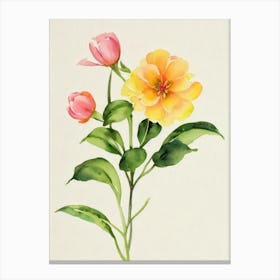 Laurel 1 Vintage Flowers Flower Canvas Print