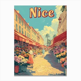 Aihrgdesign A Classic 1960s Travel Poster For Nice 2 Canvas Print