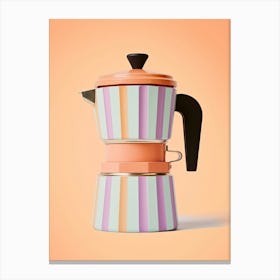 Pink And Orange Pastel Colour Coffee Maker, Italian Canvas Print