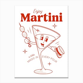 Martini retro cocktail in red Canvas Print
