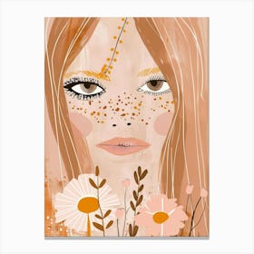 Girl With Flowers 5 Canvas Print