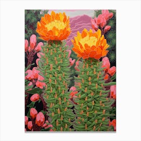 Mexican Style Cactus Illustration Cylindropuntia Kleiniae Cactus 2 Canvas Print