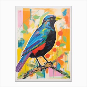 Colourful Bird Painting Blackbird 4 Canvas Print